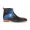 Duca Di Matiste "Pedaso" Navy/Jeans Genuine Italian Calf Leather Ankle Boots.